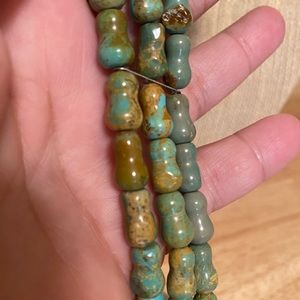 All natural turquoise three strand bracelet for large women or men 8 inches